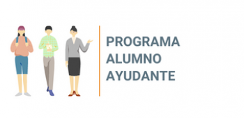La imagen muestra a tres íconos de personas en fondo blanco. Al lado, se lee el texto "Programa Alumno Ayudante".