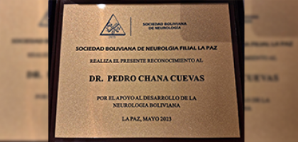 Diploma recibido por el Dr. Chana por parte de la Sociedad Boliviana de Neurologia